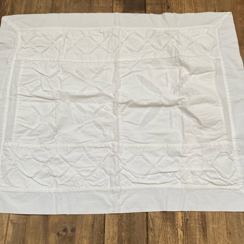 Pottery barn white standard pillow sham with quilted detailing
